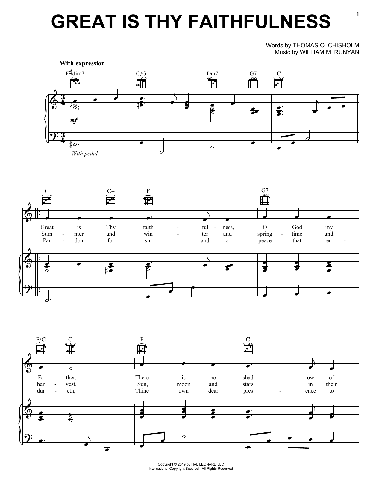 Thomas O. Chisholm Great Is Thy Faithfulness Sheet Music Notes & Chords for Easy Piano - Download or Print PDF