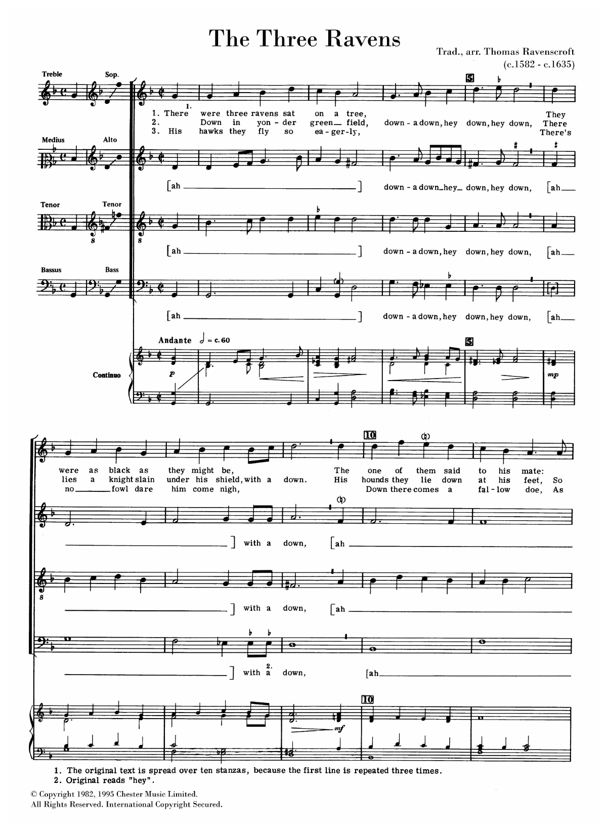 Thomas Ravenscroft The Three Ravens Sheet Music Notes & Chords for SATB Choir - Download or Print PDF
