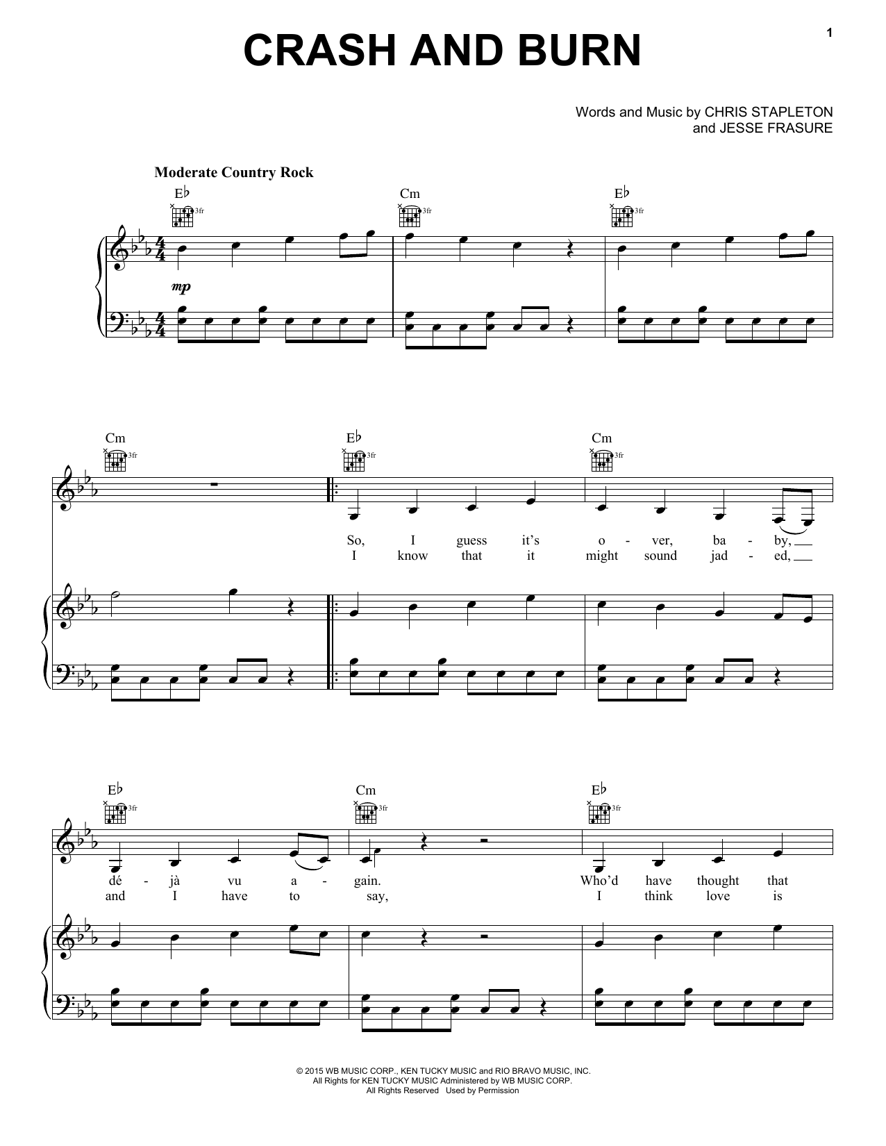 Thomas Rhett Crash And Burn Sheet Music Notes & Chords for Piano, Vocal & Guitar (Right-Hand Melody) - Download or Print PDF