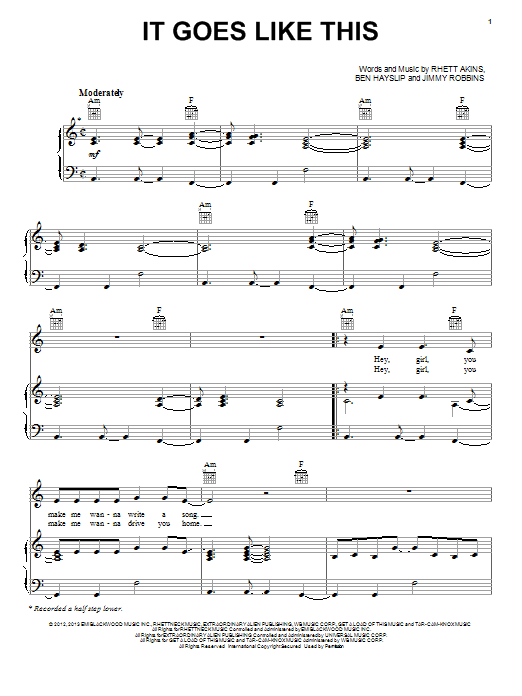 Thomas Rhett It Goes Like This Sheet Music Notes & Chords for Piano, Vocal & Guitar (Right-Hand Melody) - Download or Print PDF