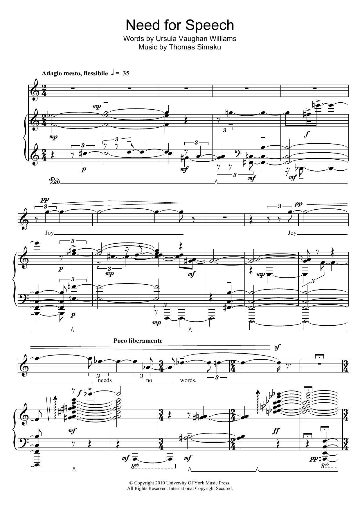Thomas Simaku Need For Speech Sheet Music Notes & Chords for Piano & Vocal - Download or Print PDF