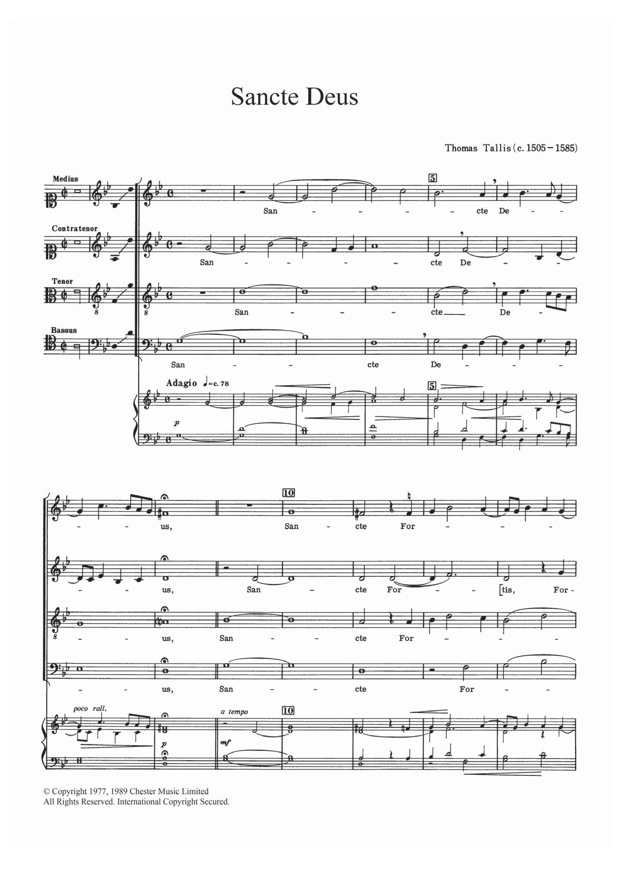 Thomas Tallis Sancte Deus Sheet Music Notes & Chords for SATB - Download or Print PDF