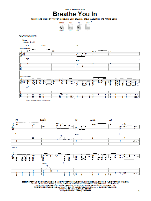 Thousand Foot Krutch Breathe You In Sheet Music Notes & Chords for Guitar Tab - Download or Print PDF