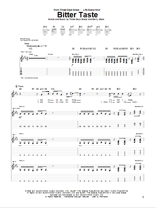 Three Days Grace Bitter Taste Sheet Music Notes & Chords for Guitar Tab - Download or Print PDF Three Days Grace Bitter Taste Sheet Music Notes & Chords for Guitar Tab - Download or Print PDF