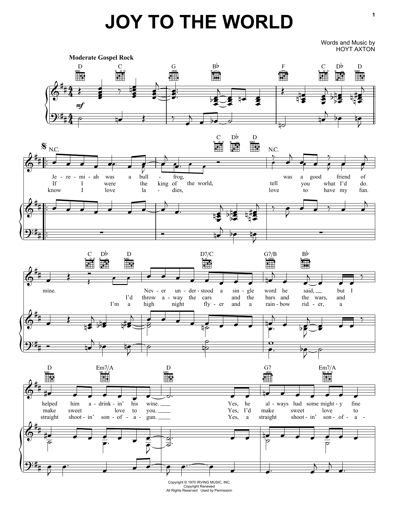 Three Dog Night Joy To The World Sheet Music Notes & Chords for French Horn - Download or Print PDF