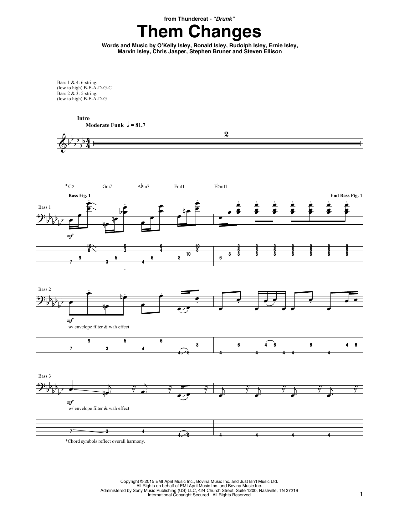 Thundercat Them Changes Sheet Music Notes & Chords for Bass Guitar Tab - Download or Print PDF