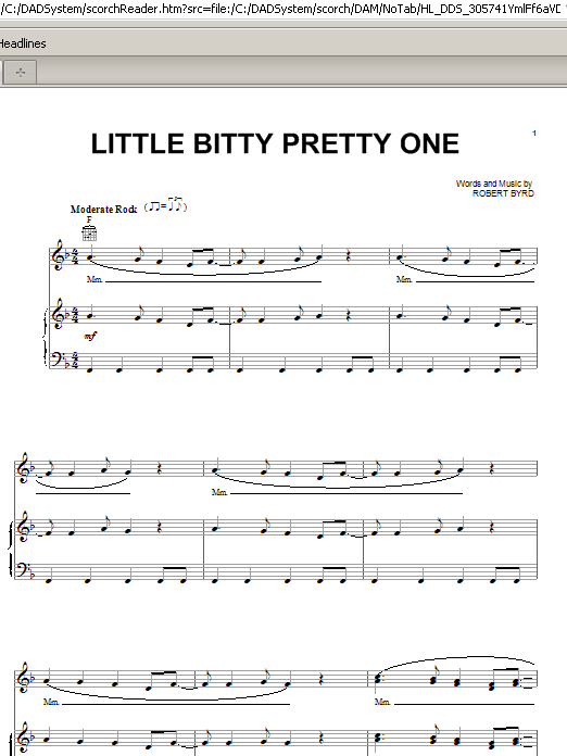 Thurston Harris Little Bitty Pretty One Sheet Music Notes & Chords for Piano, Vocal & Guitar (Right-Hand Melody) - Download or Print PDF