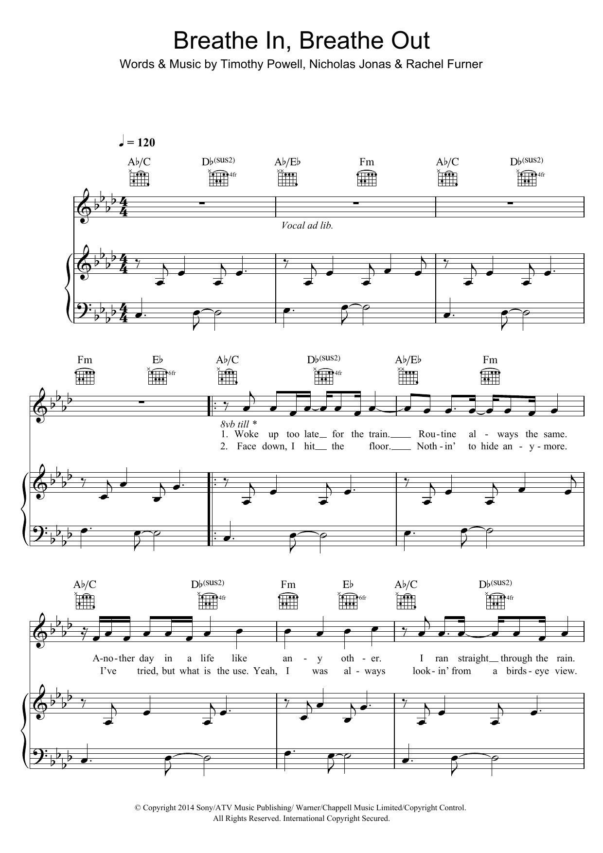 Tich Breathe In, Breathe Out Sheet Music Notes & Chords for Piano, Vocal & Guitar (Right-Hand Melody) - Download or Print PDF