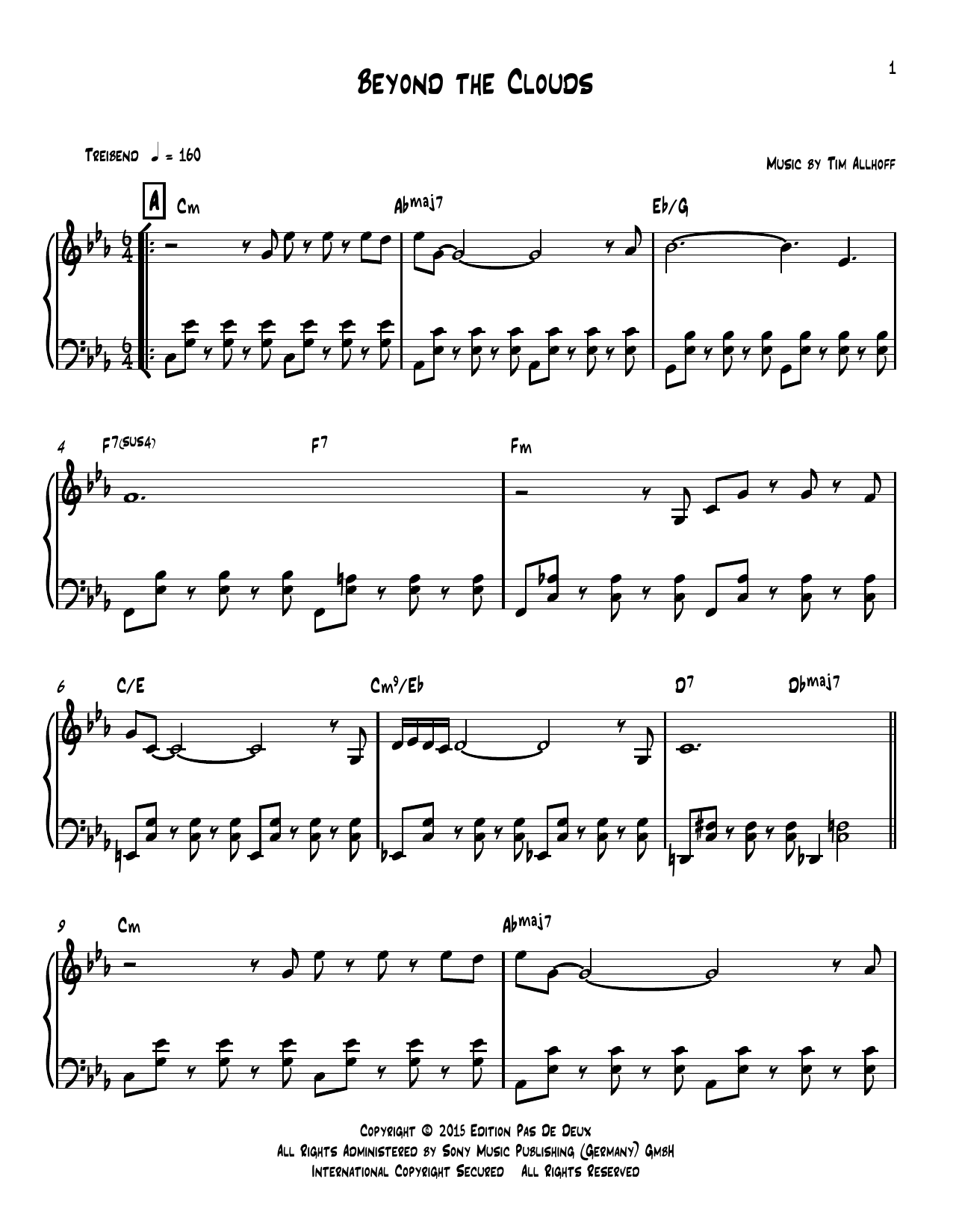 Tim Allhoff Beyond The Clouds Sheet Music Notes & Chords for Piano Solo - Download or Print PDF