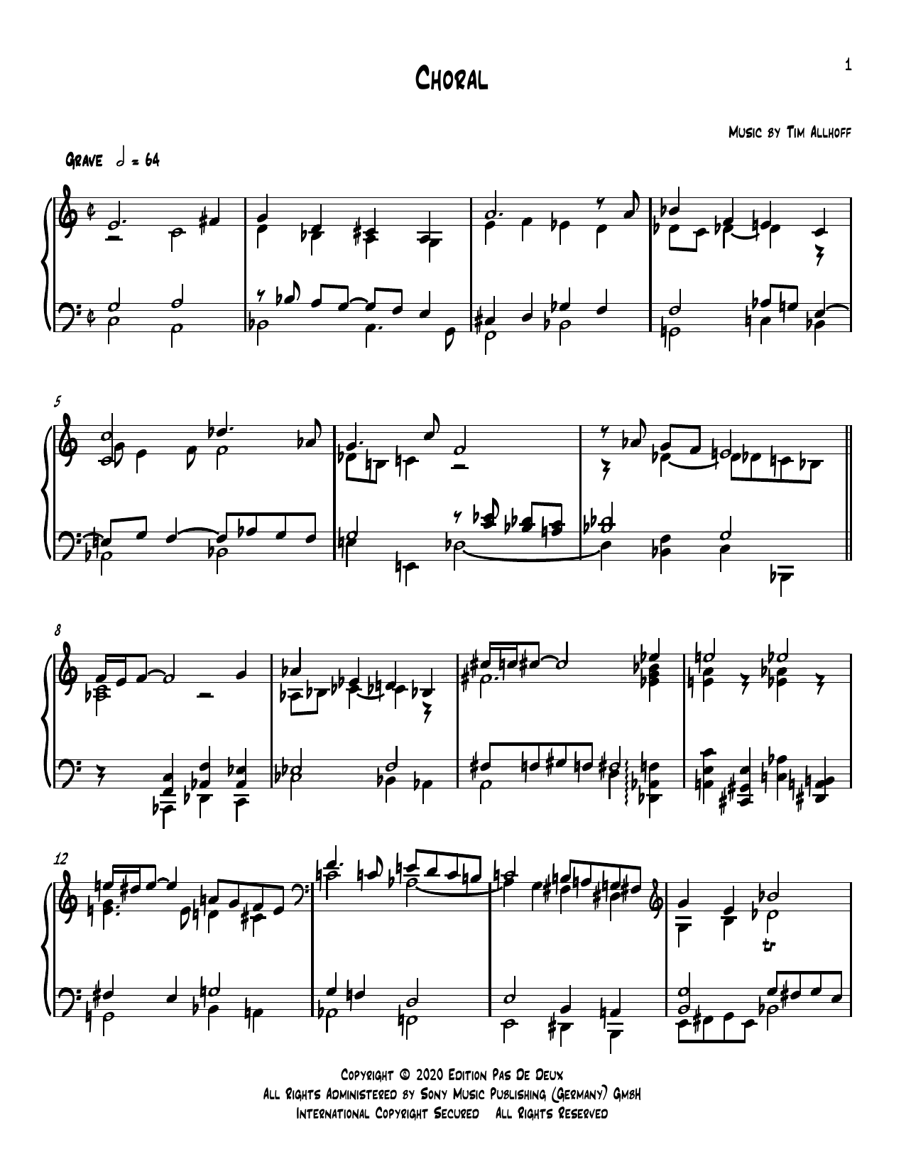 Tim Allhoff Choral Sheet Music Notes & Chords for Piano Solo - Download or Print PDF