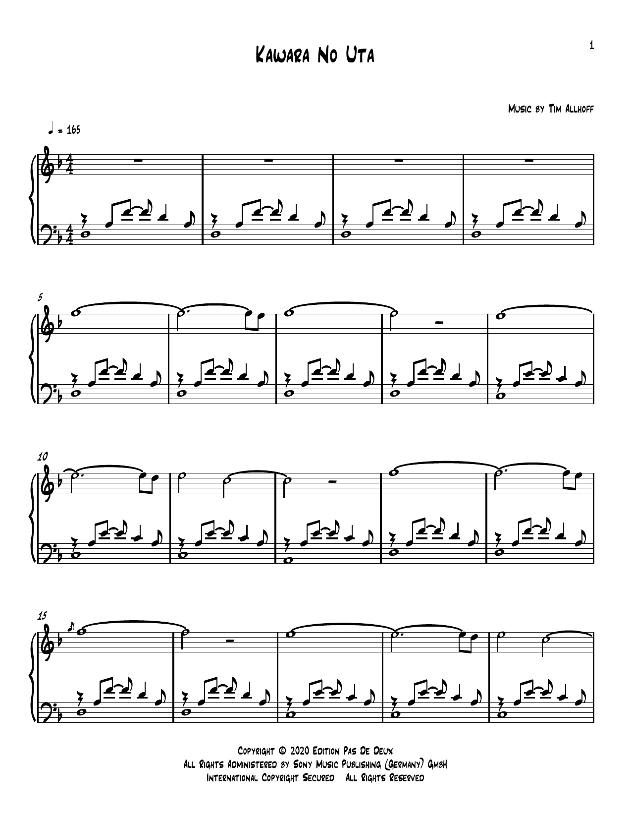 Tim Allhoff Kawara No Uta Sheet Music Notes & Chords for Piano Solo - Download or Print PDF