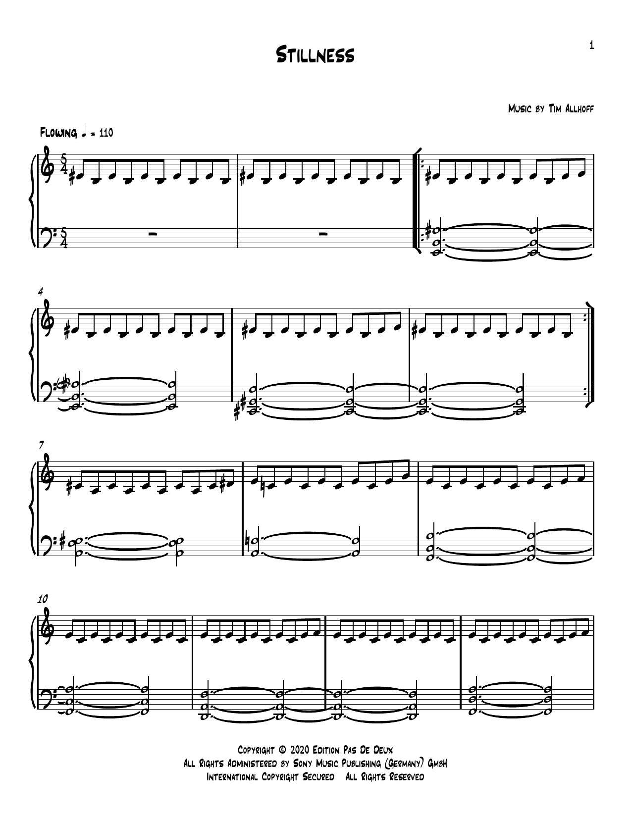 Tim Allhoff Stillness Sheet Music Notes & Chords for Piano Solo - Download or Print PDF