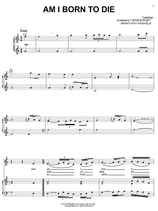 Tim Eriksen Am I Born To Die Sheet Music Notes & Chords for Piano, Vocal & Guitar (Right-Hand Melody) - Download or Print PDF