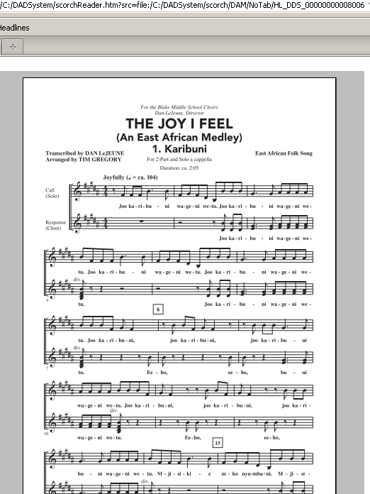 Tim Gregory The Joy I Feel (East African Medley) Sheet Music Notes & Chords for 2-Part Choir - Download or Print PDF