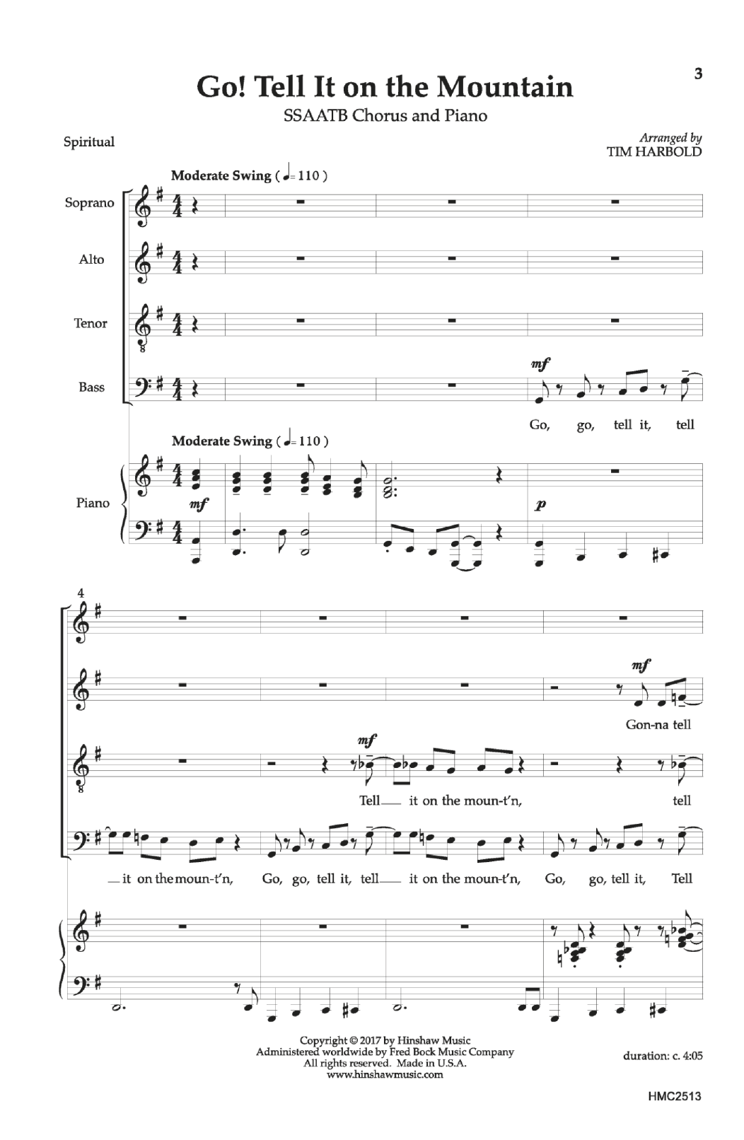 Tim Harbold Go! Tell It on the Mountain Sheet Music Notes & Chords for Choral - Download or Print PDF