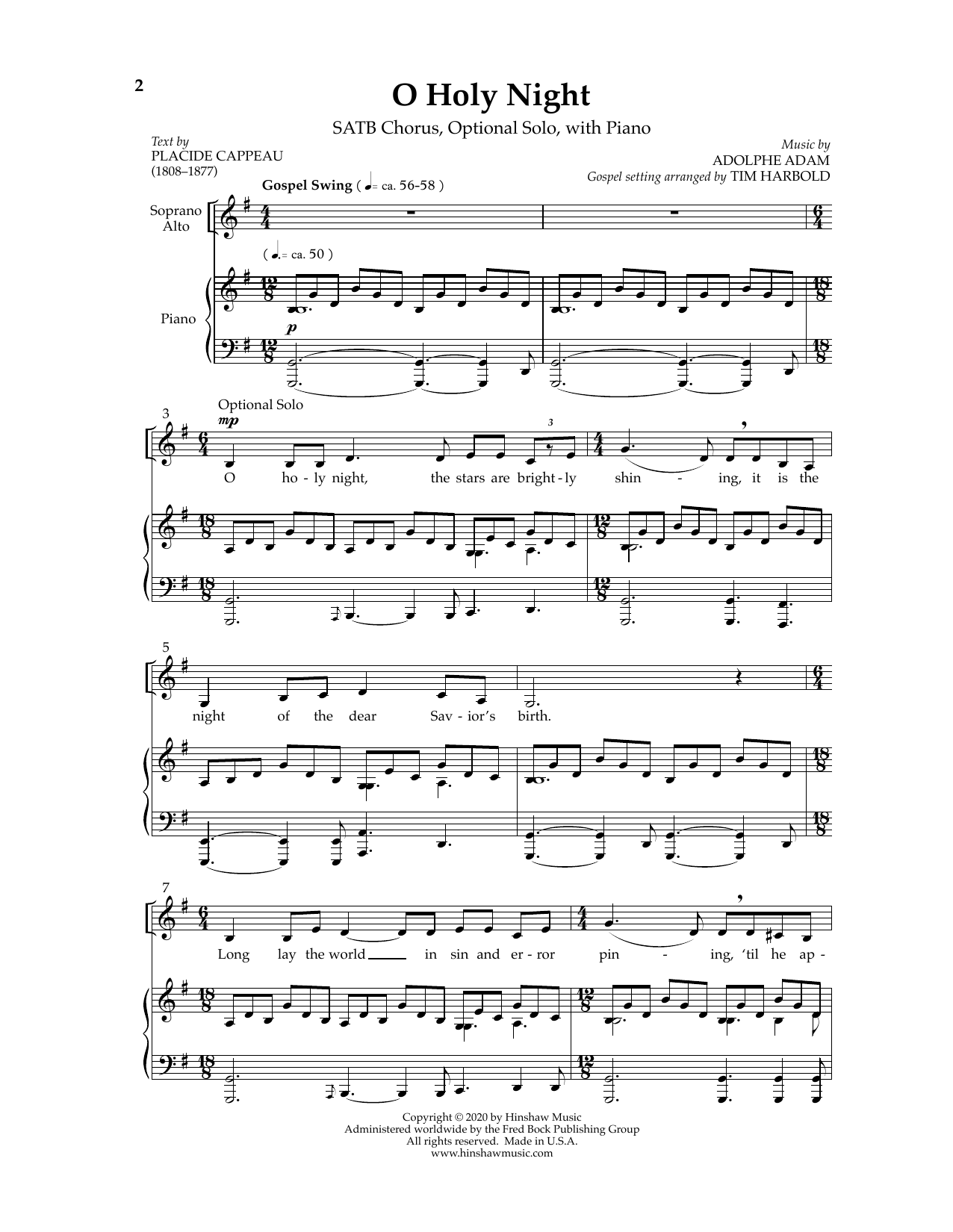Tim Harbold O Holy Night (A Gospel Setting) Sheet Music Notes & Chords for SATB Choir - Download or Print PDF