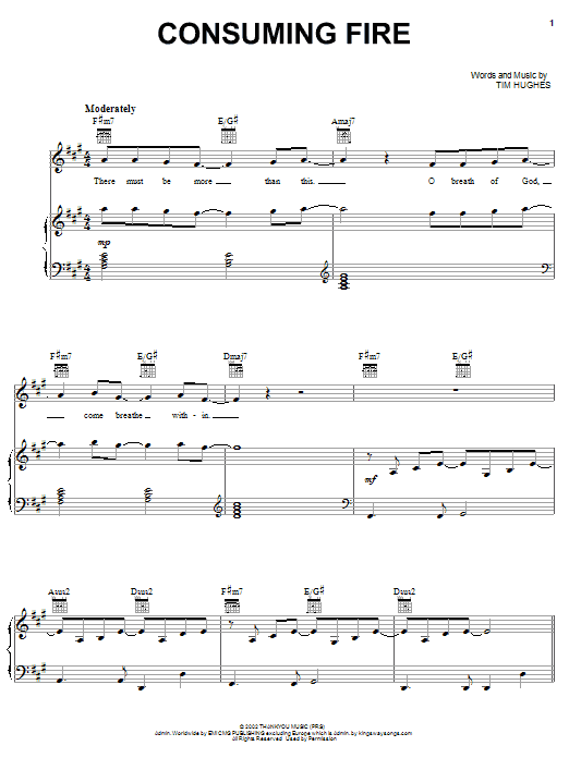 Tim Hughes Consuming Fire Sheet Music Notes & Chords for Piano - Download or Print PDF