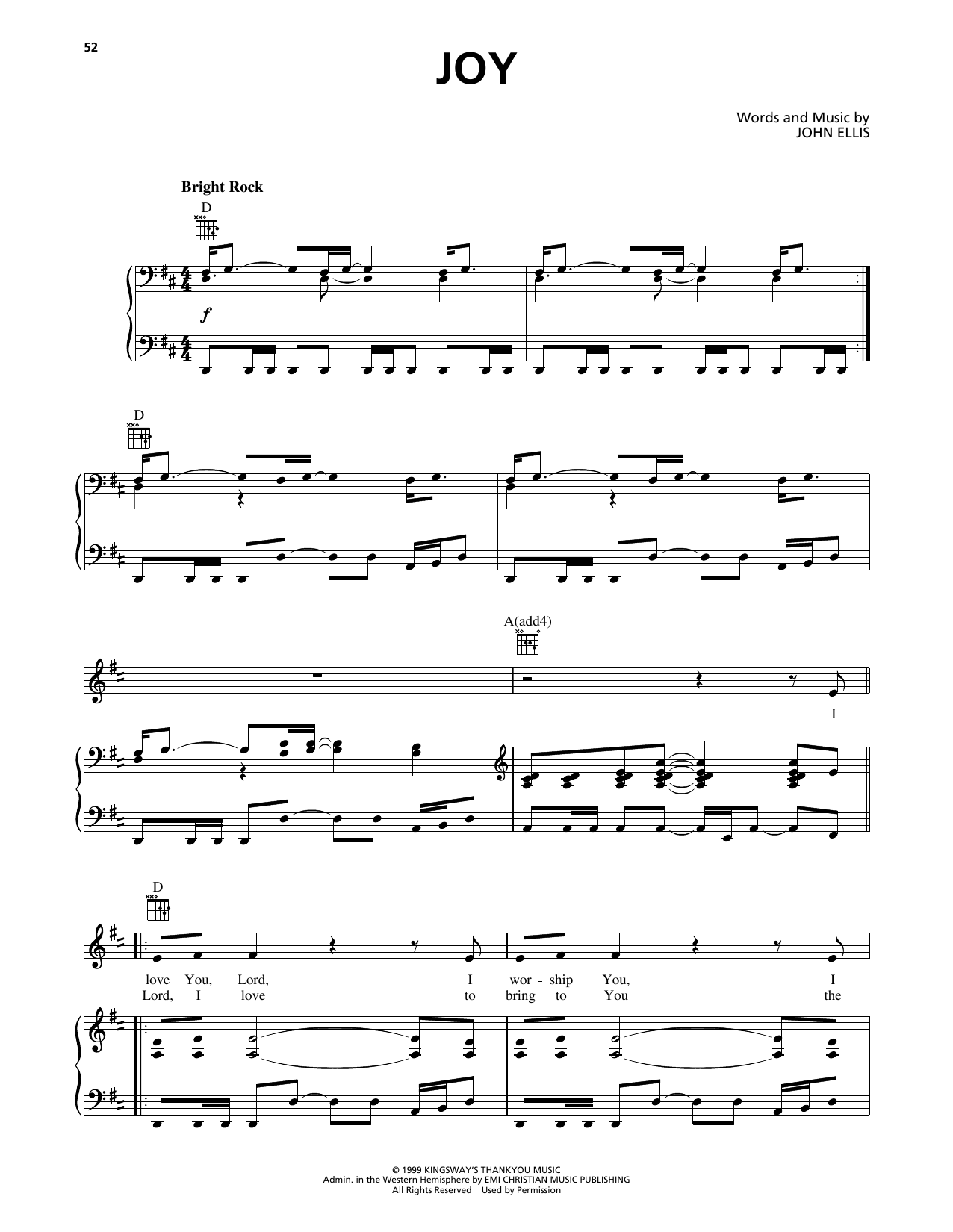 Tim Hughes Joy Sheet Music Notes & Chords for Piano, Vocal & Guitar Chords (Right-Hand Melody) - Download or Print PDF