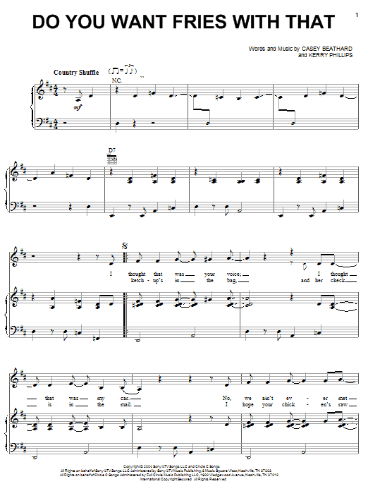 Tim McGraw Do You Want Fries With That Sheet Music Notes & Chords for Piano, Vocal & Guitar (Right-Hand Melody) - Download or Print PDF Tim McGraw Do You Want Fries With That Sheet Music Notes & Chords for Piano, Vocal & Guitar (Right-Hand Melody) - Download or Print PDF