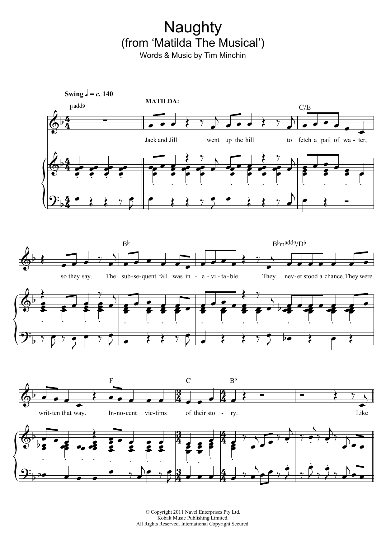 Tim Minchin Naughty (from Matilda The Musical) Sheet Music Notes & Chords for Ukulele - Download or Print PDF