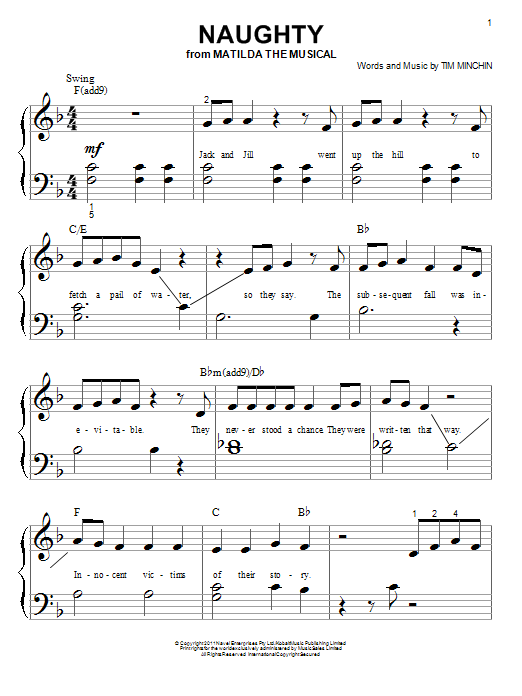 Tim Minchin Naughty Sheet Music Notes & Chords for SPREP - Download or Print PDF