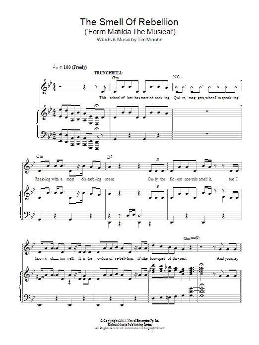 Tim Minchin The Smell Of Rebellion (From 'Matilda The Musical') Sheet Music Notes & Chords for Easy Piano - Download or Print PDF