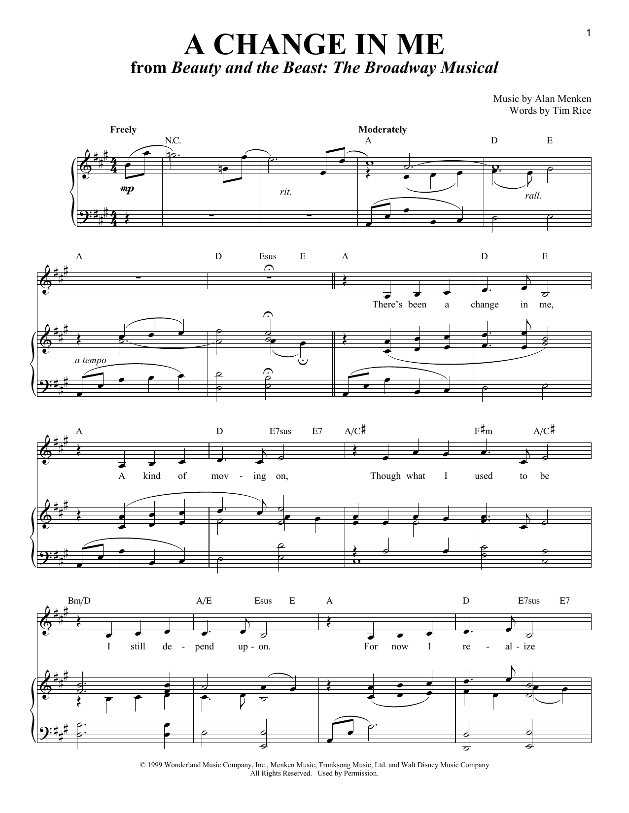 Tim Rice A Change In Me Sheet Music Notes & Chords for Piano & Vocal - Download or Print PDF Tim Rice A Change In Me Sheet Music Notes & Chords for Piano & Vocal - Download or Print PDF
