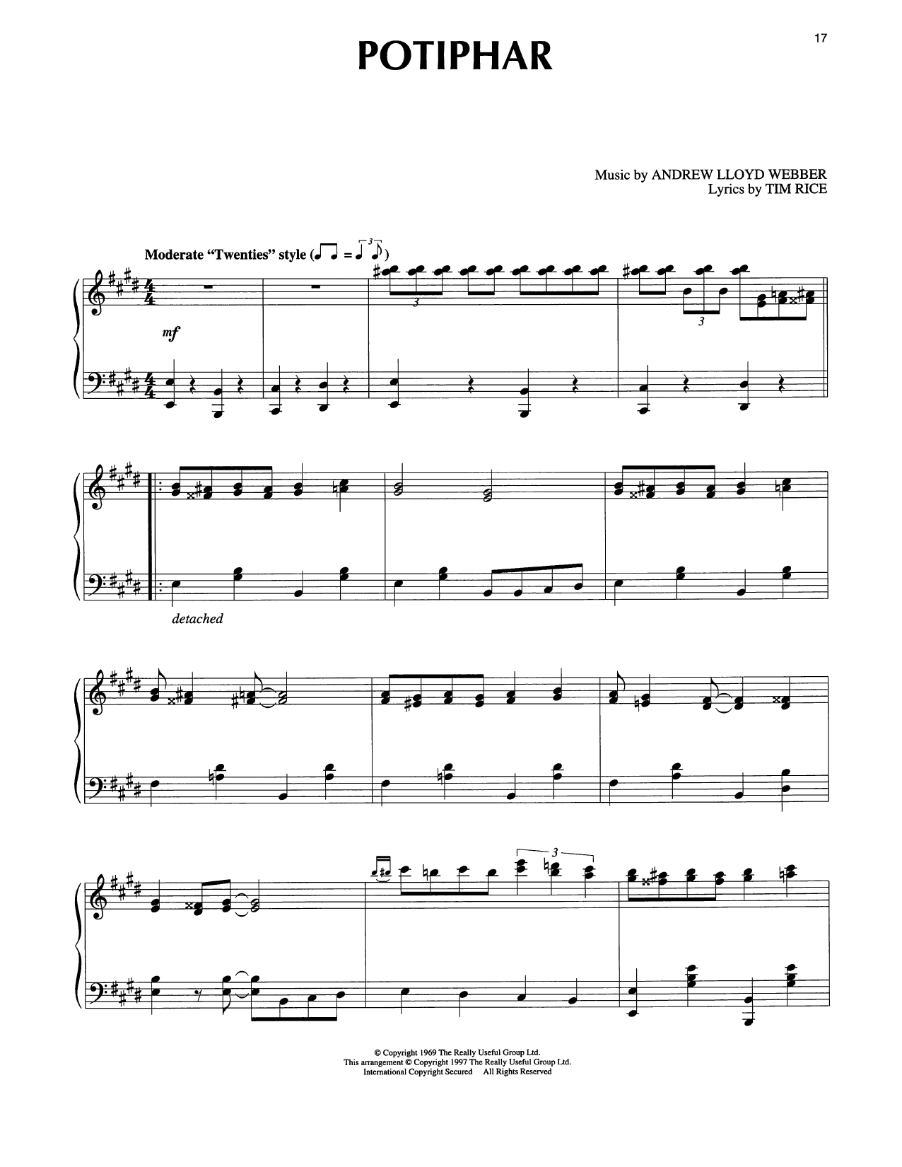 Tim Rice Potiphar (from Joseph And The Amazing Technicolor Dreamcoat) Sheet Music Notes & Chords for Piano Solo - Download or Print PDF