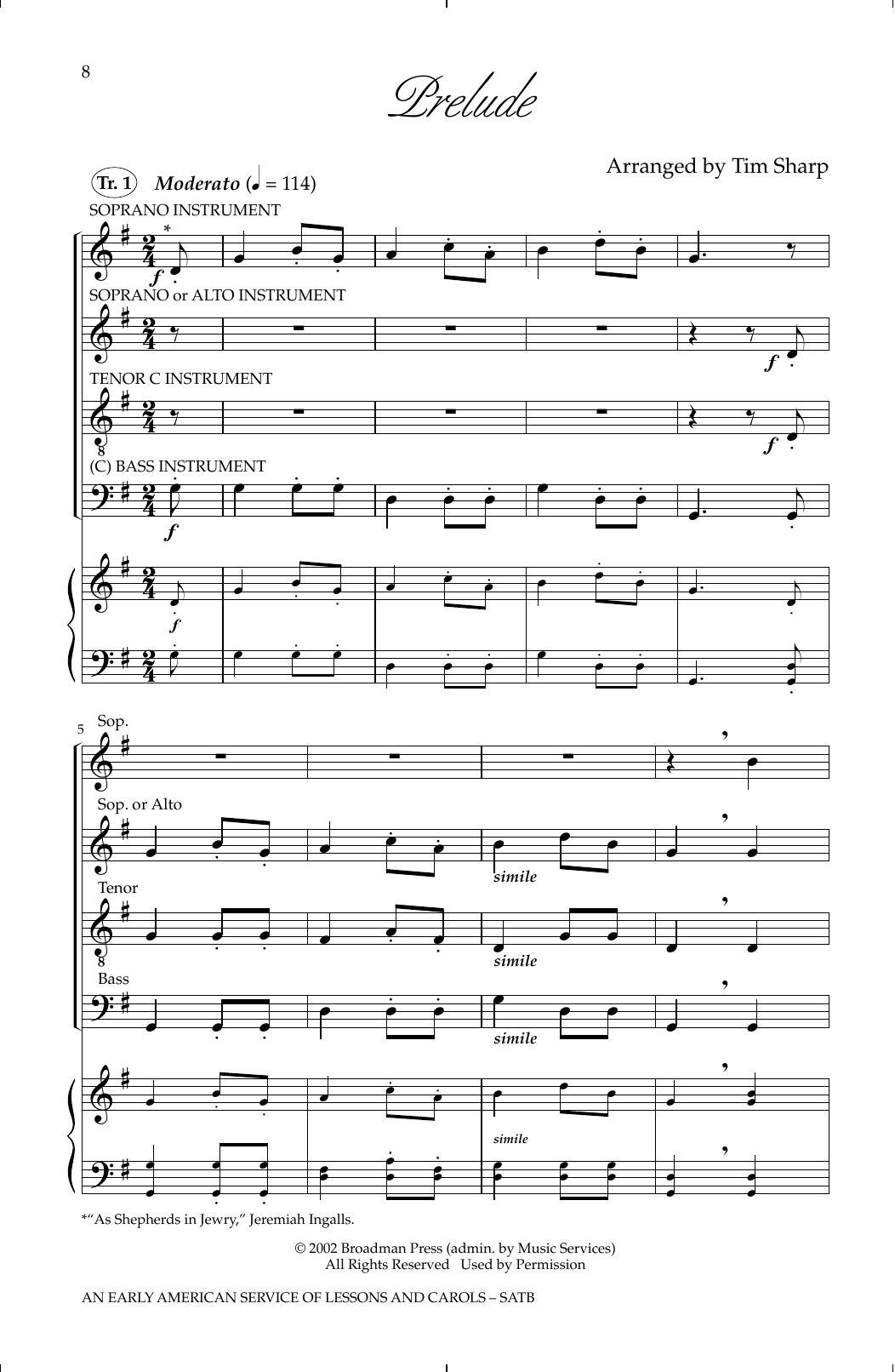 Tim Sharp An Early American Service Of Lessons and Carols Sheet Music Notes & Chords for SATB - Download or Print PDF