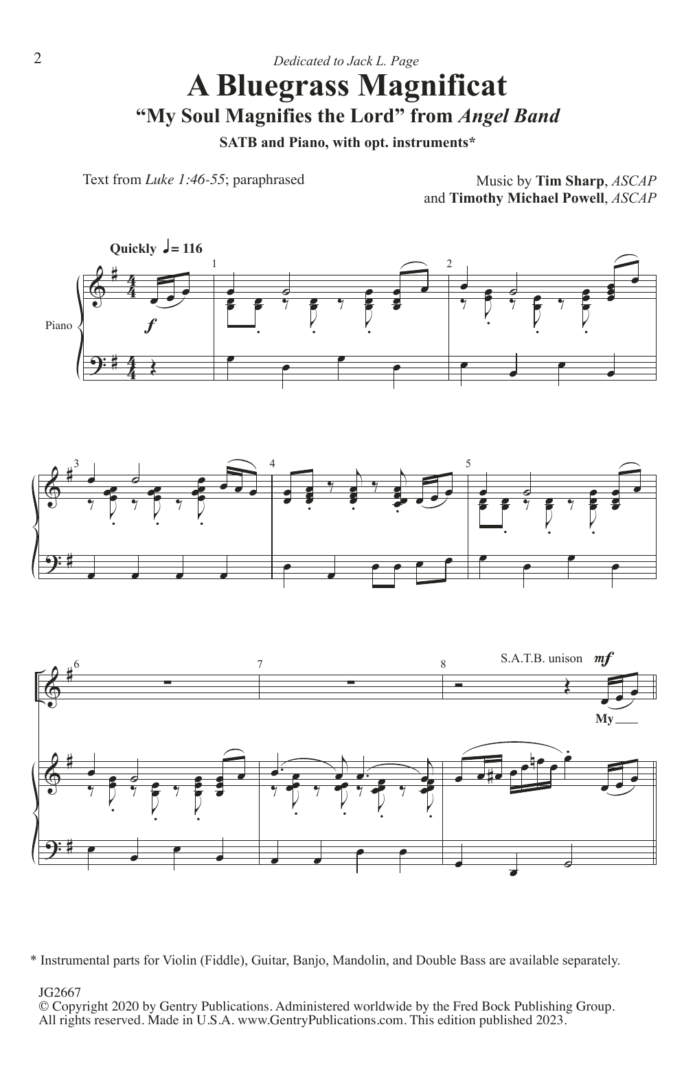 Tim Sharp and Timothy Michael Powell A Bluegrass Magnificat Sheet Music Notes & Chords for SATB Choir - Download or Print PDF
