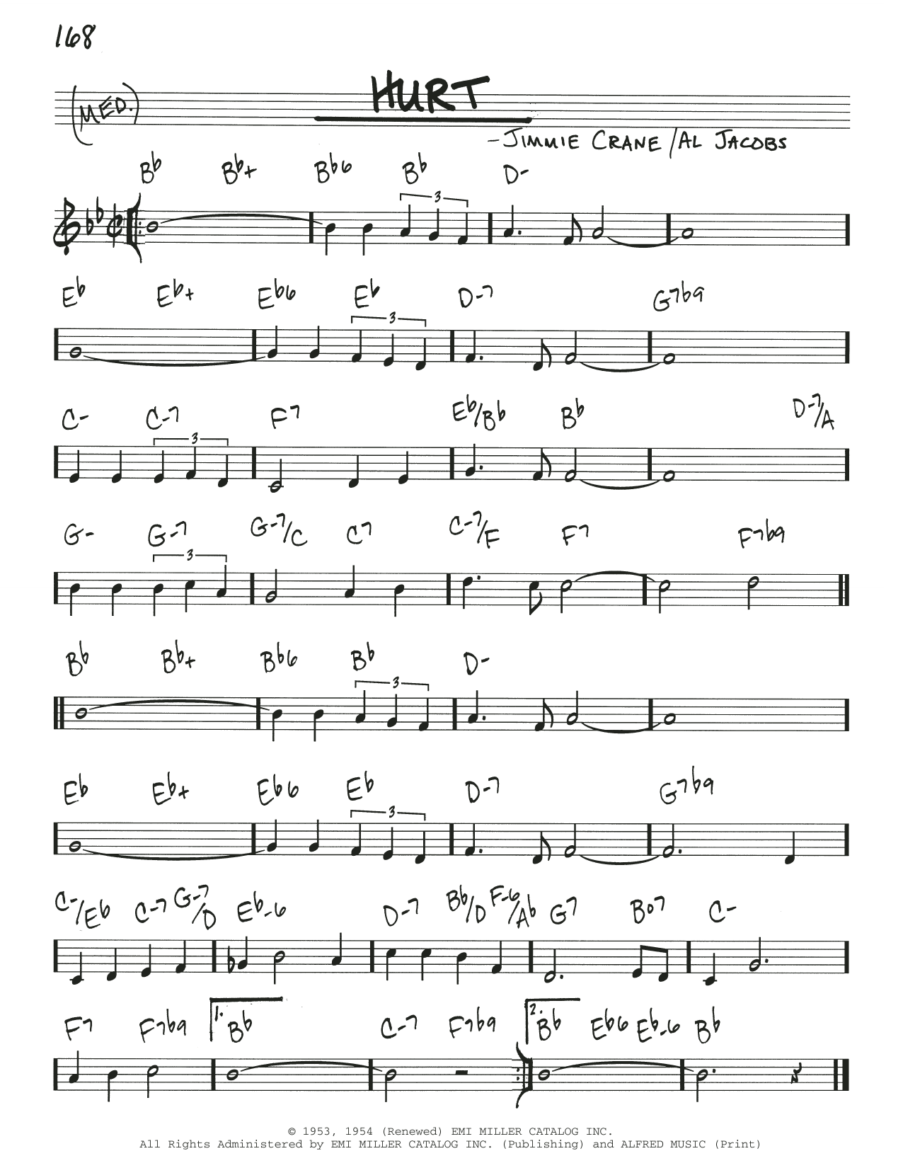 Timi Yuro Hurt Sheet Music Notes & Chords for Real Book – Melody & Chords - Download or Print PDF Timi Yuro Hurt Sheet Music Notes & Chords for Real Book – Melody & Chords - Download or Print PDF