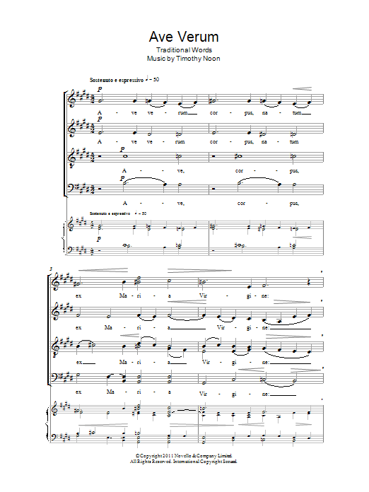 Timothy Noon Ave Verum Sheet Music Notes & Chords for SATB Choir - Download or Print PDF