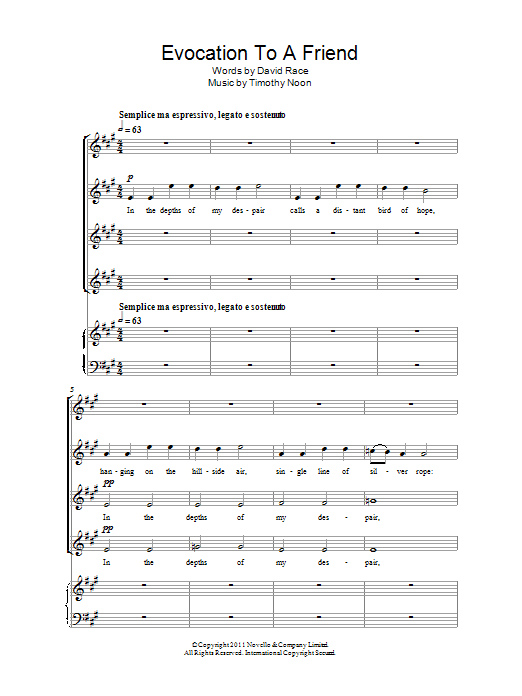 Timothy Noon Evocation To A Friend Sheet Music Notes & Chords for SSA - Download or Print PDF