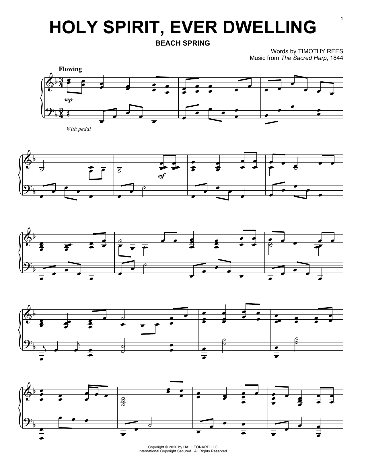 Timothy Rees Holy Spirit, Ever Dwelling Sheet Music Notes & Chords for Piano Solo - Download or Print PDF