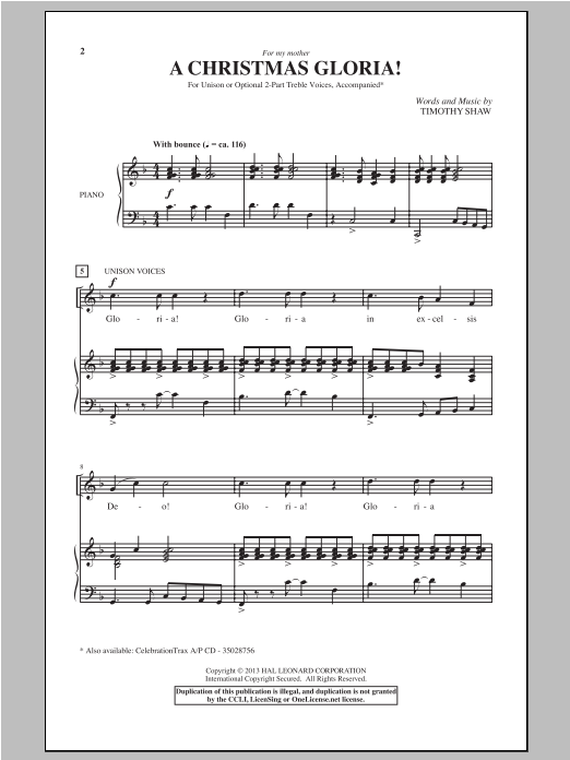 Timothy Shaw A Christmas Gloria! Sheet Music Notes & Chords for Choral - Download or Print PDF