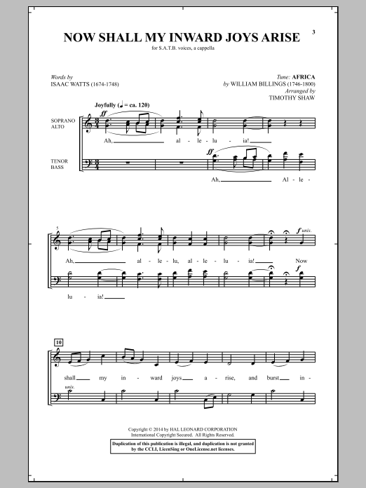 Timothy Shaw Now Shall My Inward Joys Arise Sheet Music Notes & Chords for SATB - Download or Print PDF