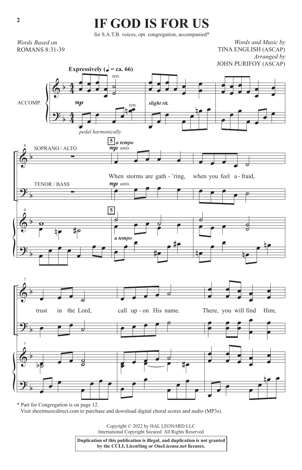 Tina English If God Is For Us (arr. John Purifoy) Sheet Music Notes & Chords for SATB Choir - Download or Print PDF