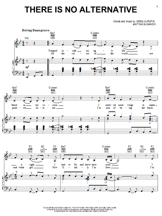 Tina Sugandh There Is No Alternative Sheet Music Notes & Chords for Piano, Vocal & Guitar (Right-Hand Melody) - Download or Print PDF