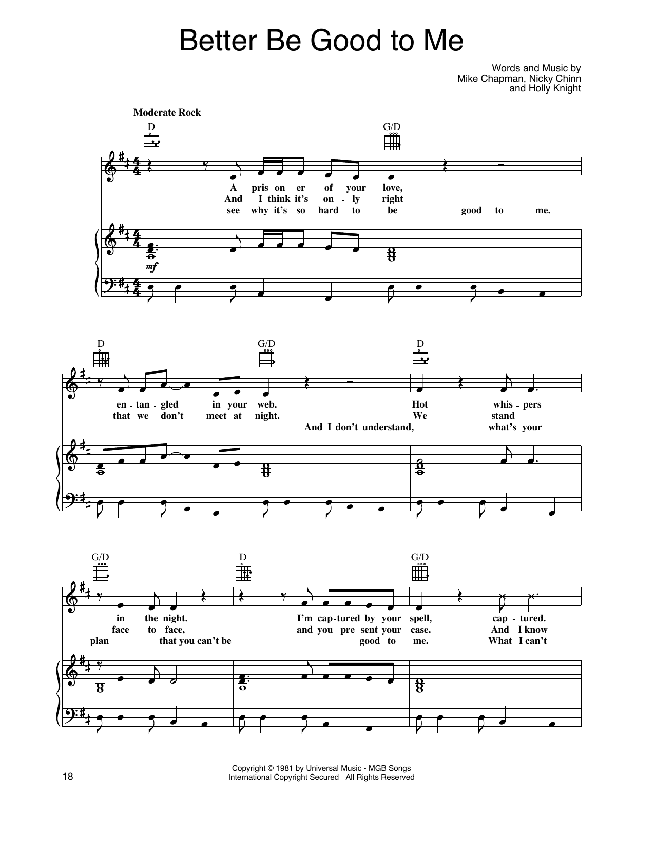 Tina Turner Better Be Good To Me Sheet Music Notes & Chords for Easy Guitar - Download or Print PDF