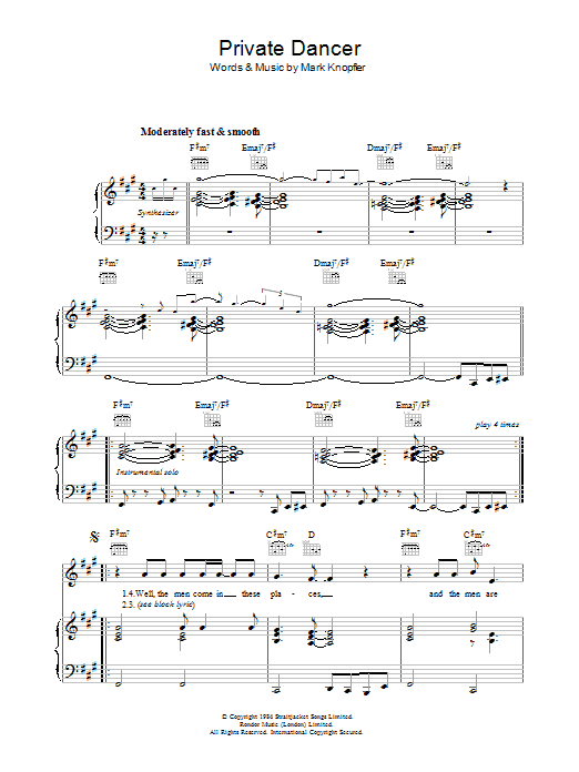 Tina Turner Private Dancer Sheet Music Notes & Chords for Keyboard - Download or Print PDF