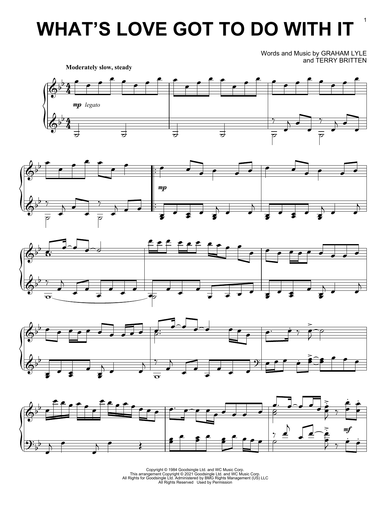 Tina Turner What's Love Got To Do With It [Classical version] Sheet Music Notes & Chords for Piano Solo - Download or Print PDF