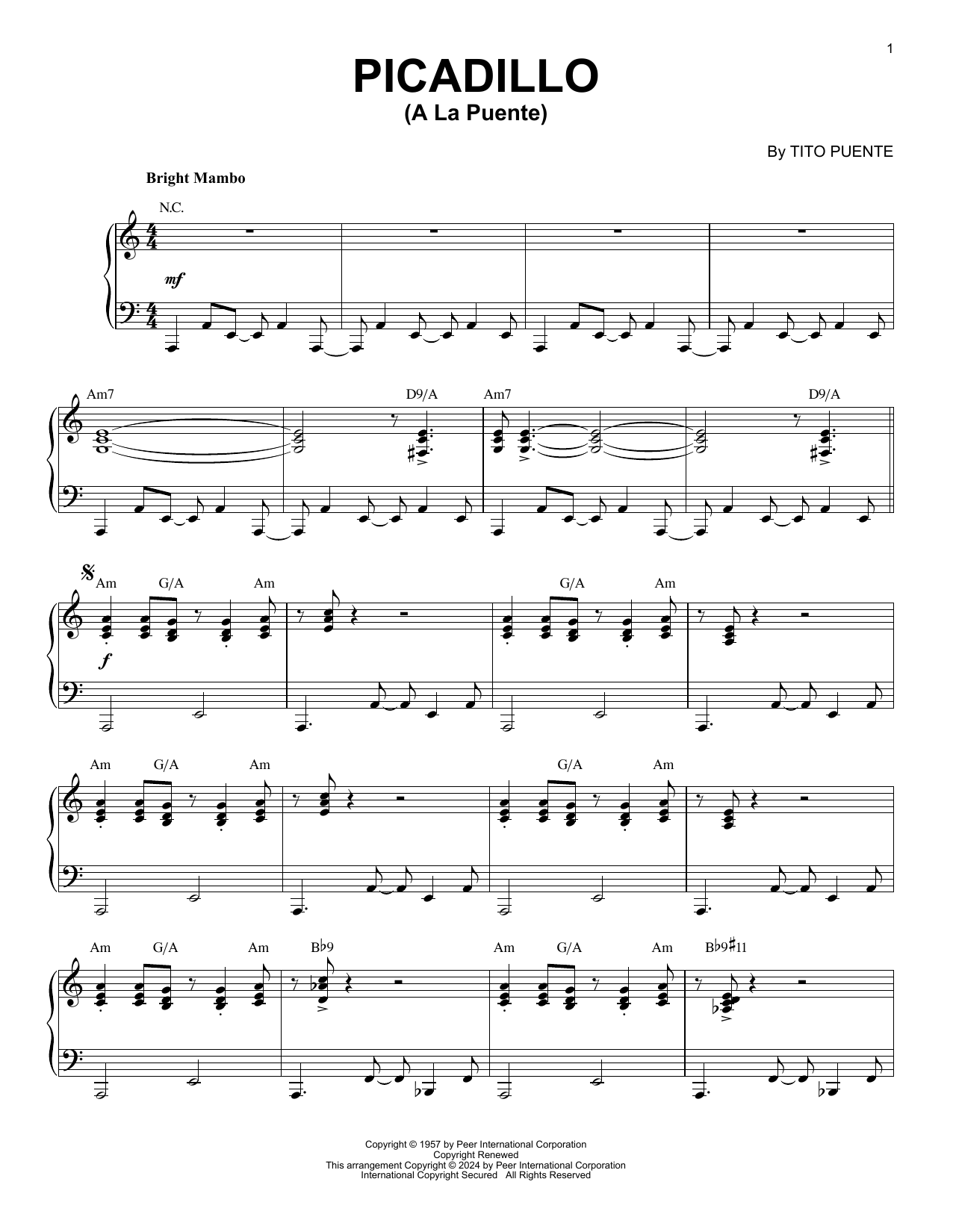 Tito Puente Picadillo (a la Puente) (arr. Brent Edstrom) Sheet Music Notes & Chords for Piano Solo - Download or Print PDF