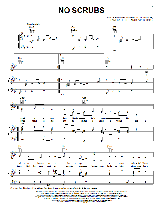 TLC No Scrubs Sheet Music Notes & Chords for Lyrics & Chords - Download or Print PDF