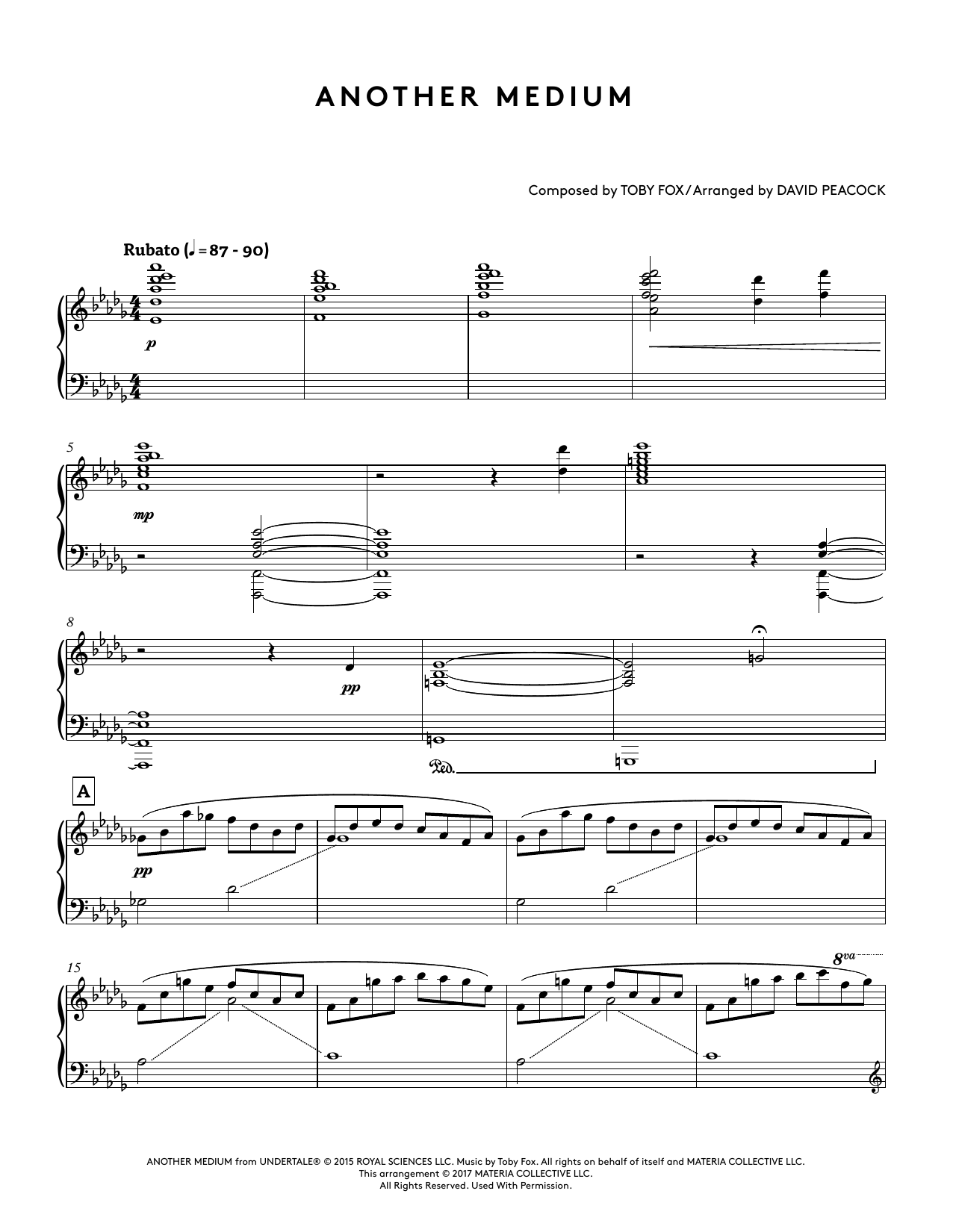 Toby Fox Another Medium (from Undertale Piano Collections) (arr. David Peacock) Sheet Music Notes & Chords for Piano Solo - Download or Print PDF