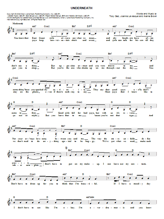 Toby Gad Underneath Sheet Music Notes & Chords for Easy Guitar - Download or Print PDF