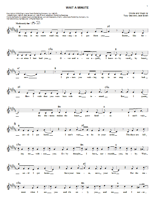 Toby Gad Wait A Minute Sheet Music Notes & Chords for Easy Guitar - Download or Print PDF