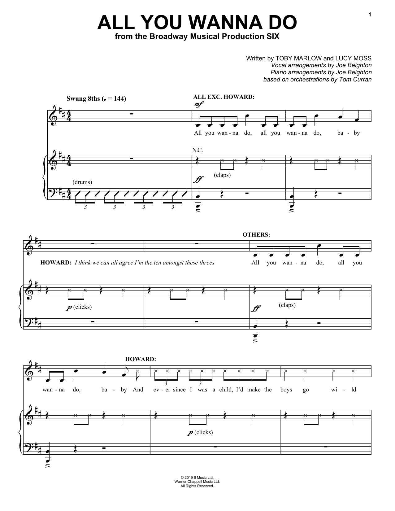 Toby Marlow & Lucy Moss All You Wanna Do (from Six: The Musical) Sheet Music Notes & Chords for Piano & Vocal - Download or Print PDF