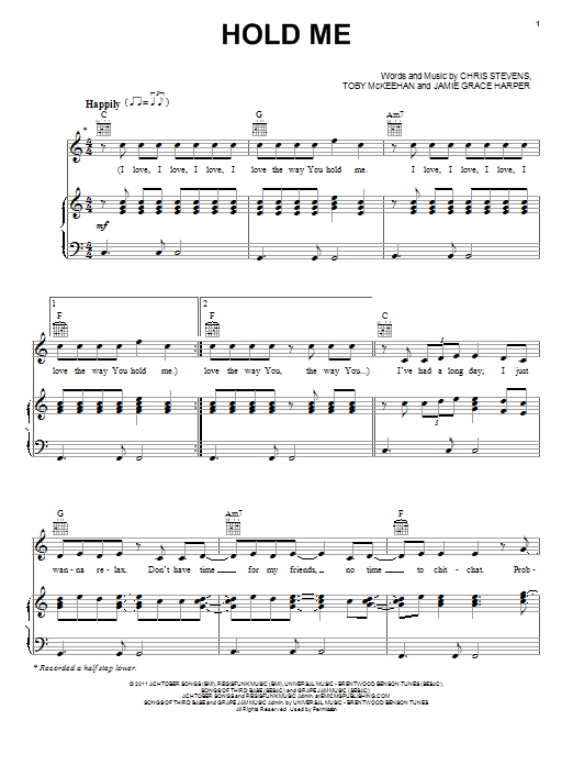 Toby McKeehan Hold Me Sheet Music Notes & Chords for Piano, Vocal & Guitar (Right-Hand Melody) - Download or Print PDF Toby McKeehan Hold Me Sheet Music Notes & Chords for Piano, Vocal & Guitar (Right-Hand Melody) - Download or Print PDF