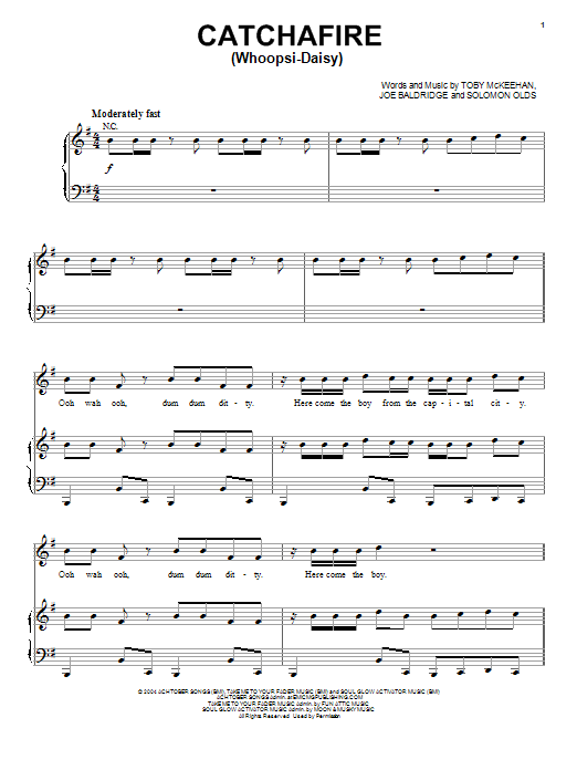 tobyMac Catchafire (Whoopsi-Daisy) Sheet Music Notes & Chords for Piano, Vocal & Guitar (Right-Hand Melody) - Download or Print PDF tobyMac Catchafire (Whoopsi-Daisy) Sheet Music Notes & Chords for Piano, Vocal & Guitar (Right-Hand Melody) - Download or Print PDF