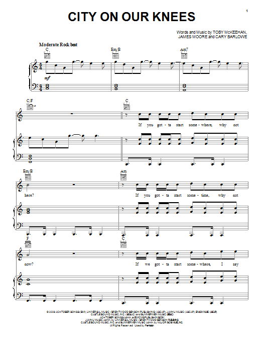 tobyMac City On Our Knees Sheet Music Notes & Chords for Piano, Vocal & Guitar (Right-Hand Melody) - Download or Print PDF